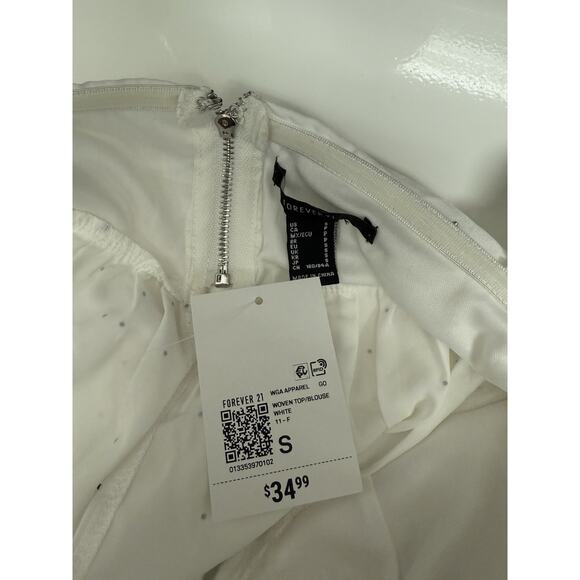 NWT Forever 21 White Off-the-Shoulder Bustier Crop Top With Rhinestone Size S - Picture 4 of 6